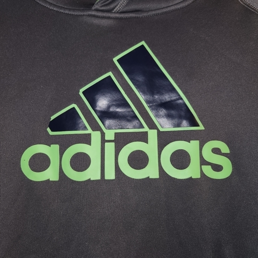 ADIDAS Grey/Green Hoodie Boys 10/12 - Picture 2 of 3